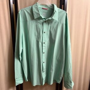 Gerry Performance Vented Shirt Green Button Up Zip Front Pocket Size XL